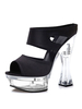 High Heel Sexy Sandalen Transparente PU-Leder Offene Zehe Chunky Heel Pantoletten