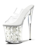 High Heel Sexy Sandalen Weiß PU-Leder-Blick-Zehe transparente Plattform Sexy Hausschuhe