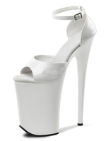High Heel Sexy Sandalen Weiß PU Leder Peep Toe Monk Strap 9.1 Sexy Schuhe Knöchelriemen Plateausandalen