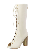 High Heel Stiefel Damen Peep Toe Lace Up Sandale Stiefel