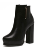 High Heel Stiefel Frauen Plattform Mandel Chunky Heel Stiefeletten Schwarz Winterschuhe