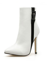 High Heel Stiefel Weiß Spitz Toe Ankle Boots für Frauen