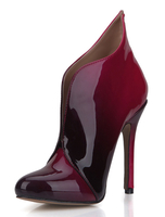 High Heel Stiefeletten Rot Damen Runde Zehe Stiletto Short Boots
