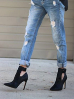 High Heels 2020 Wildleder spitze Zehe Ausgeschnitten Stiefeletten für Damen