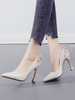 High Heels der Frau Ecru White Pointed Toe Leder Stiletto Heel Chic