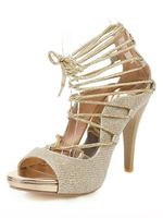 High Heels Frauen Schnüren Peep Toe Pumps Stiletto Heel Plus Size Schuhe