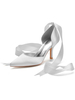 High Heels Knöchelriemen der Frau Spitzspitze Stiletto Fersenschleifen Klassische Elfenbein Hochzeitsschuhe