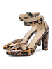 High Heels Knöchelriemen mit Leopardenmuster und spitz zulaufenden Pumps mit schmalem Blockabsatz