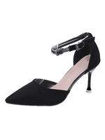 High Heels Knöchelriemen Spitze Zehen Stiletto Fersen Strass Schicke schwarze Knöchelriemen Absätze