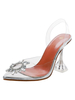 High Heels Sandalen Spitzzehen Transparente Becherabsatz Strass Schicke Transparente Sandalen