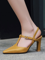 High Heels Slip-On Spitze Zehen Kelch Absatz Elegante gelbe Sling Back High Heels Damenschuhe