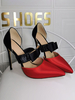 High Heels Stiletto Slip-On spitze Zehen Farbblock Stiletto Fersenschleifen Elegante Damenschuhe in Übergröße