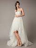 High Low Brautkleider Trägerlosen Spitze Tüll Bow Sash Asymmetrische Sommer Strand Brautkleid