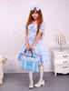 Himmelblau Baumwolle Lolita OP Kleid und Umhang mit Schleifen und Rüschen