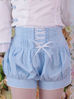 Himmelblau Baumwolle Lolita Shorts Lace Up Rüschen