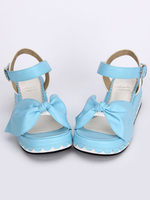 Himmelblau Lolita Sandalen Plattform Bogen Decor Knöchel Schnalle