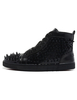 Hochwertiger Herren Sneaker aus Schafleder mit Ziernieten in Schwarz
