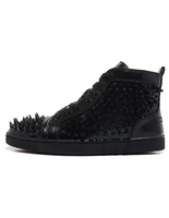 Hochwertiger Herren Sneaker aus Schafleder mit Ziernieten in Schwarz