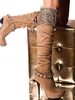 Hochwertiger Stiefel aus Nubukleder mit Stilettos und Fransen und Flickwerk in Braun