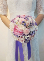 Hochzeit Blumen Bouquet Rose Multi-Farbbänder fabelhafte Seide Blumen