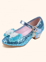 Hochzeit Blumenmädchen Schuhe Glitter Round Toe Bow Perlen Detail Party Schuhe für Kinder
