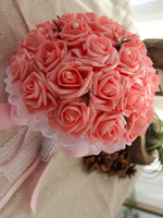 Hochzeit Bouquets Pink Lace Ribbons Perlen Braut Hand Blumen