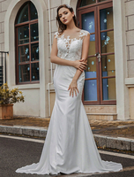 Hochzeit Brautkleider Juwel Neck Sleeveless Natürliche Taille Tasten mit Zug Brautkleider