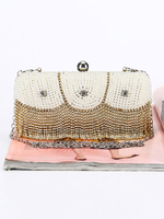 Hochzeit Clutch Taschen Perlen Quasten Braut Gold Strass Abend Party Handtaschen