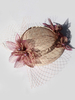Hochzeit Fascinator Hut hellbraun Blume Kappe Schleier Perlen Braut Kopfschmuck