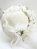 Hochzeit Fascinator Hut Schleier Blumen Ecru White Royal Vintage Braut Kopfschmuck