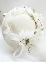 Hochzeit Fascinator Hut Schleier Blumen Ecru White Royal Vintage Braut Kopfschmuck
