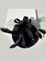 Hochzeit Fascinator Hut schwarz Feahter Cap Veil Vintage Royal Lace Braut Kopfbedeckungen