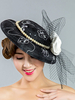 Hochzeit Fascinator Hut schwarze Perlen Perlen Blumen Vintage königliche Braut Kopfschmuck