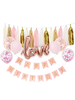 Hochzeit Geburtstag Party Dekorationen Quasten Liebe Konfetti Latex Ballons Banner Flaggen Set