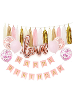 Hochzeit Geburtstag Party Dekorationen Quasten Liebe Konfetti Latex Ballons Banner Flaggen Set