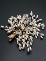 Hochzeit Haar Clip Gold Kopfschmuck Strass Kristall Perlen Legierung Braut Haarschmuck