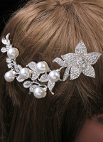 Hochzeit Haar kämmt Nachahmungen von Perlen Strass lange Braut Haarschmuck