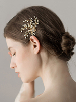 Hochzeit Haar Pin Gold Perlen Perlen Kopfschmuck Braut Haarschmuck