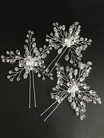 Hochzeit Haarnadel Kopfschmuck Transparent Kristall Legierung Braut Haarschmuck 3 Stück