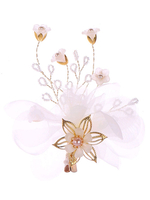 Hochzeit Haarschmuck Weiße Blumen Perlen Haarspange