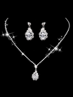 Hochzeit Halskette Set Silber Ohrringe und Halskette Strass Brautschmuck Set