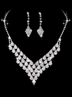 Hochzeit Halskette Set Silber Ohrringe und Halskette Strass Brautschmuck Set