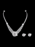 Hochzeit Halskette Set Silber Ohrstecker und Halskette Strass Brautschmuck Set