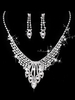 Hochzeit Halskette Set Silber Perlen Ohrringe und Halskette Strass Brautschmuck Set