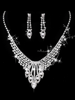 Hochzeit Halskette Set Silber Perlen Ohrringe und Halskette Strass Brautschmuck Set