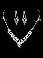 Hochzeit Halskette Set Silber Perlen Ohrringe und Halskette Strass Brautschmuck Set