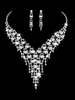 Hochzeit Halskette Set Silber Quasten Perlen Strass Vintage-Schmuck-Set Braut Ohrringe und Halskette