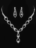 Hochzeit Halskette Set Silber Strass Hohl Brautschmuck Set