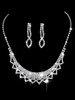 Hochzeit Halskette Set Silber Strass Perlen Dreieck Schmuck Set Braut Ohrringe und Halskette