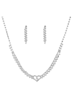 Hochzeit Halskette Set Silber Strass Perlen Herz Brautschmuck Set